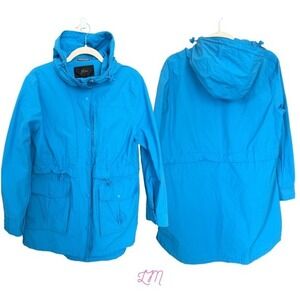 J.‎ Crew Perfect Anorak Jacket Hooded Utility Raincoat Lightweight Blue Small
